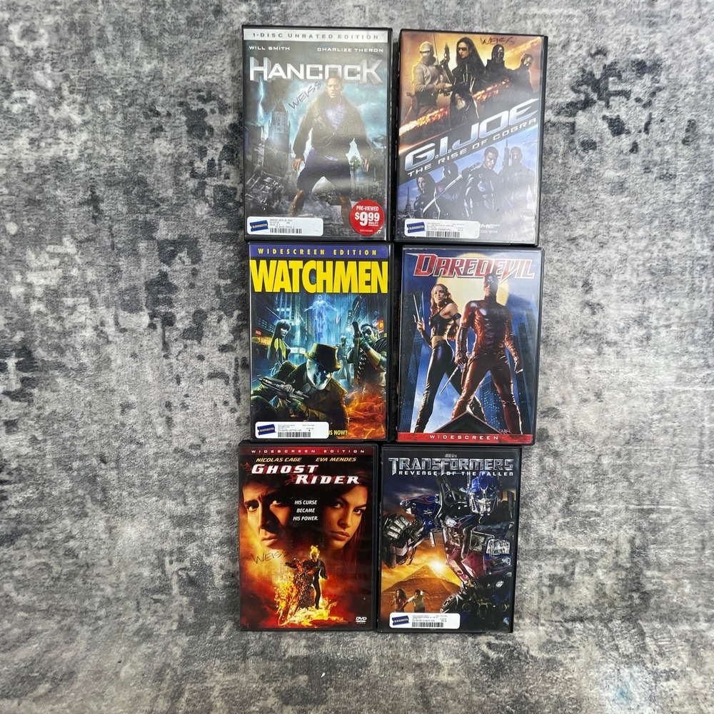 Superhero Action Movie DVD Lot 6 Films Watchmen GI Joe Hancock Ghost Rider